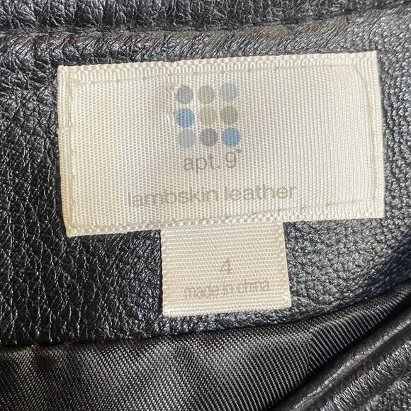 Lambskin Leather Mini Skirt Back Hem Slit Back Zipper Close Lined Black Womens 4 - Picture 5 of 8